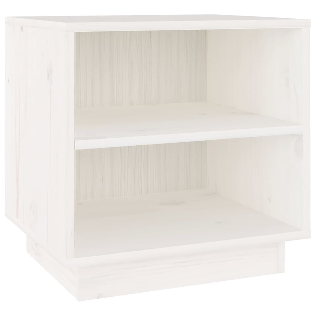 vidaXL Κομοδίνο Λευκό 40 x 34 x 40 εκ. από Μασίφ Ξύλο Πεύκου