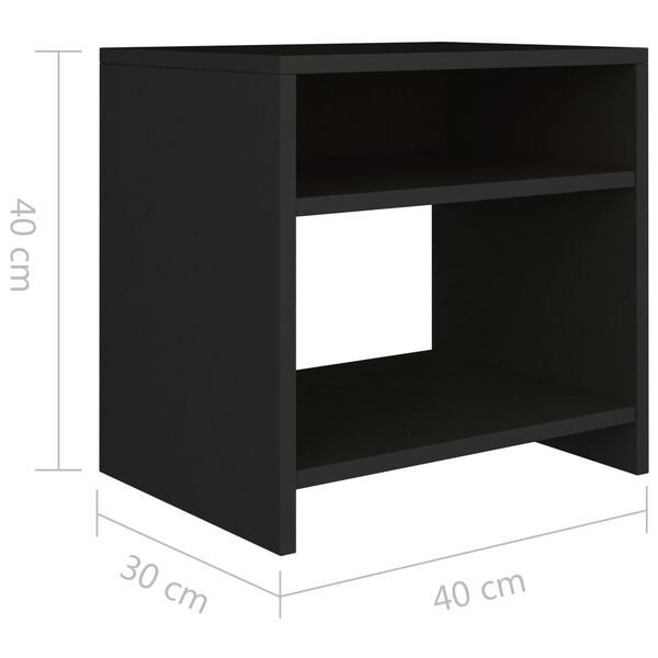 vidaXL Κομοδίνα 2 τεμ. Μαύρα 40 x 30 x 40 εκ. από Επεξ. Ξύλο