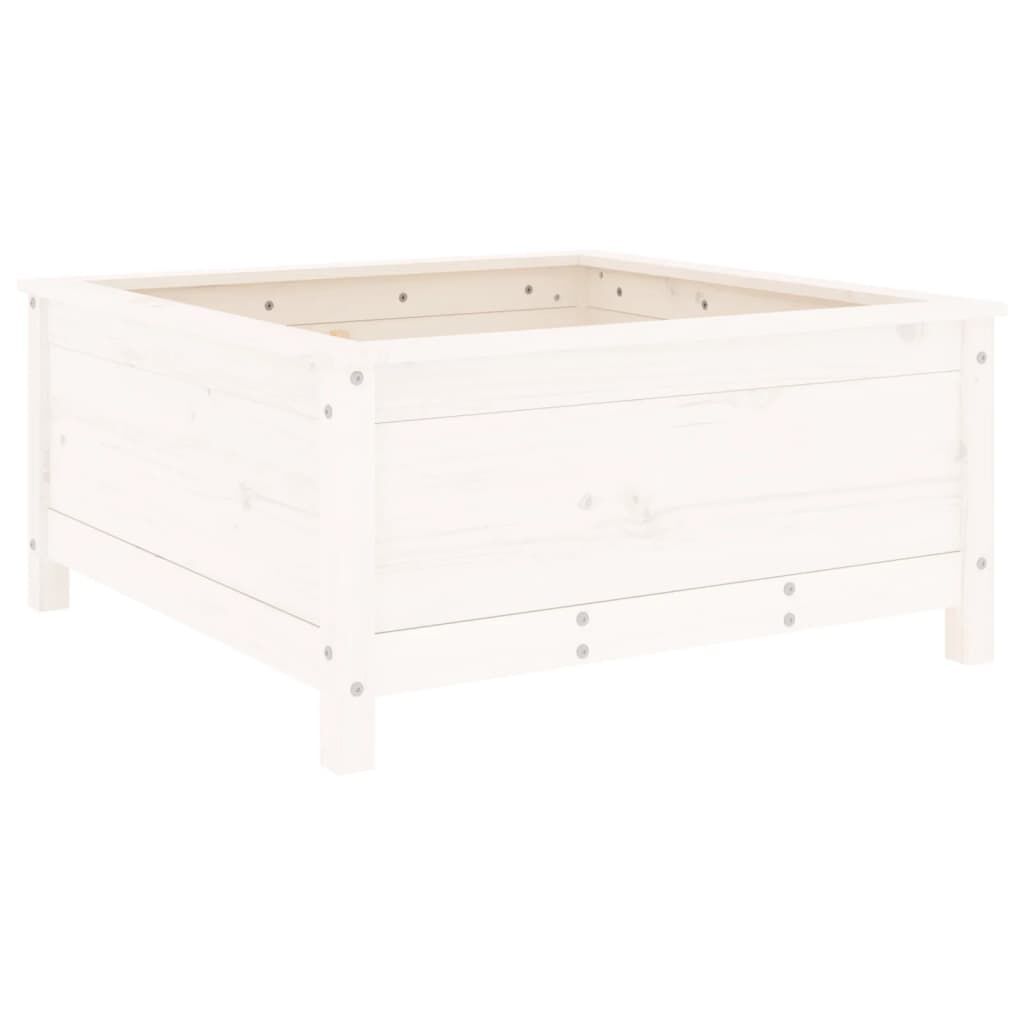 vidaXL Ζαρντινιέρα Λευκή 82,5 x 82,5 x 39 εκ. από Μασίφ Ξύλο Πεύκου
