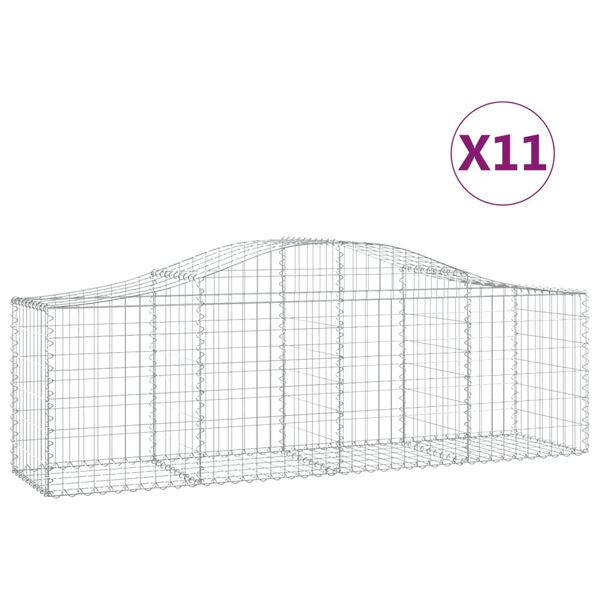 vidaXL Συρματοκιβώτια Τοξωτά 11 τεμ. 200x50x60/80 εκ. Γαλβαν. Ατσάλι