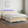 vidaXL &Kappa;&rho;&epsilon;&beta;ά&tau;&iota; Boxspring &mu;&epsilon; &Sigma;&tau;&rho;ώ&mu;&alpha; & LED &Kappa;&rho;&epsilon;&mu; 140x190 &epsilon;&kappa;. &Upsilon;&phi;&alpha;&sigma;&mu;ά&tau;&iota;&nu;&omicron;