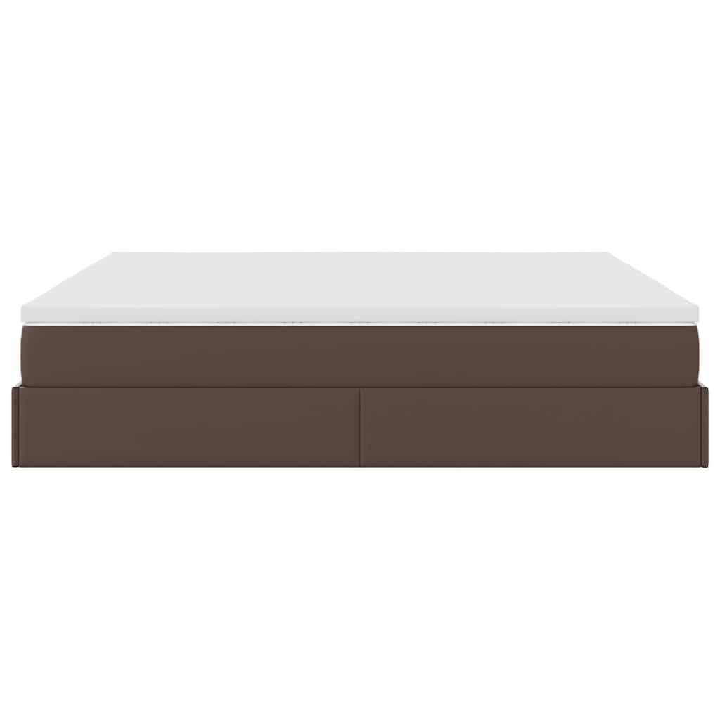 vidaXL Οθωμανικό κρεβάτι με στρώμα καφέ 180x200cm Faux Leather