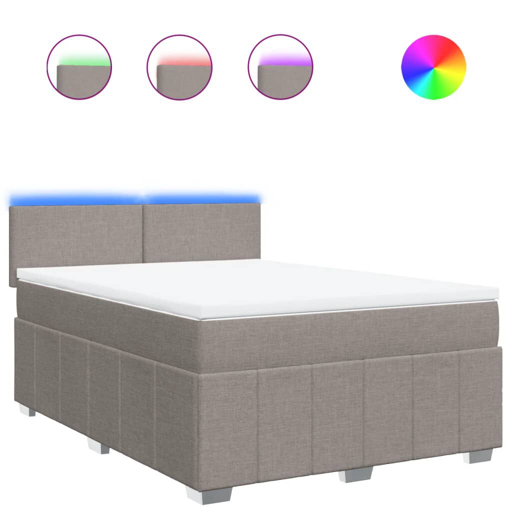 vidaXL Κρεβάτι Boxspring με Στρώμα Taupe 160x200 εκ. Υφασμάτινο