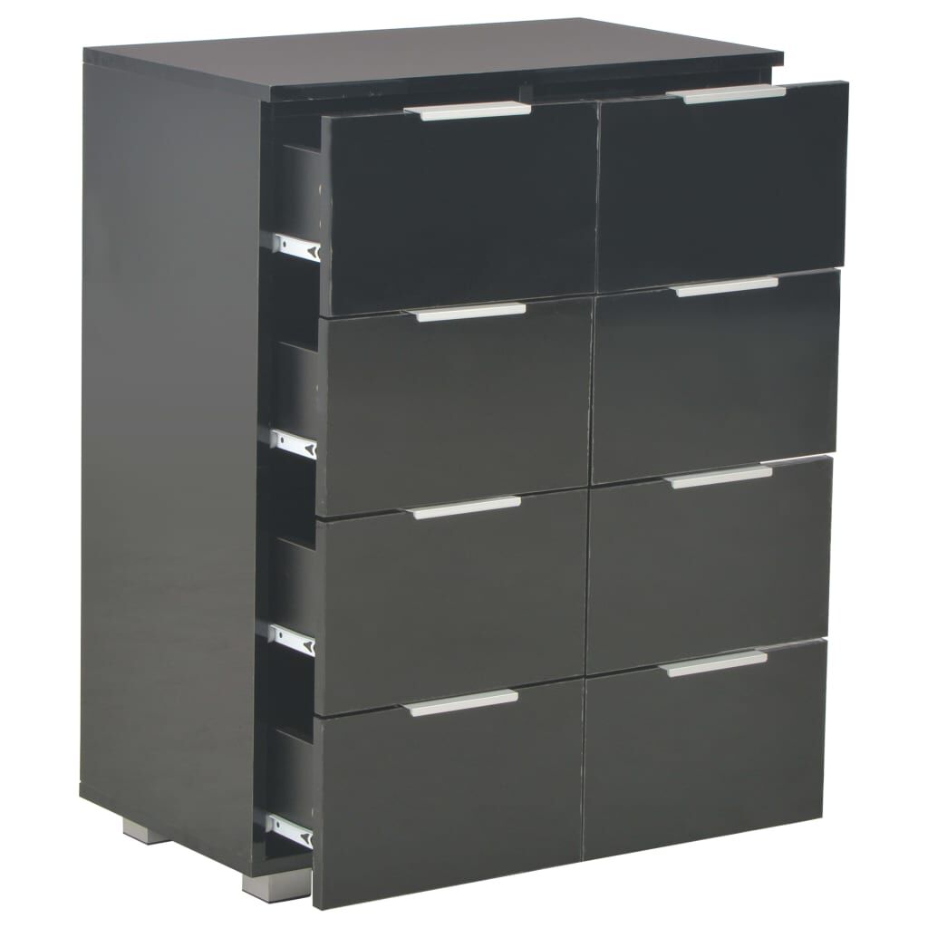 vidaXL Μπουφές Ψηλός Γυαλιστερός Μαύρος 60x35x80εκ. Επεξεργασμένο Ξύλο