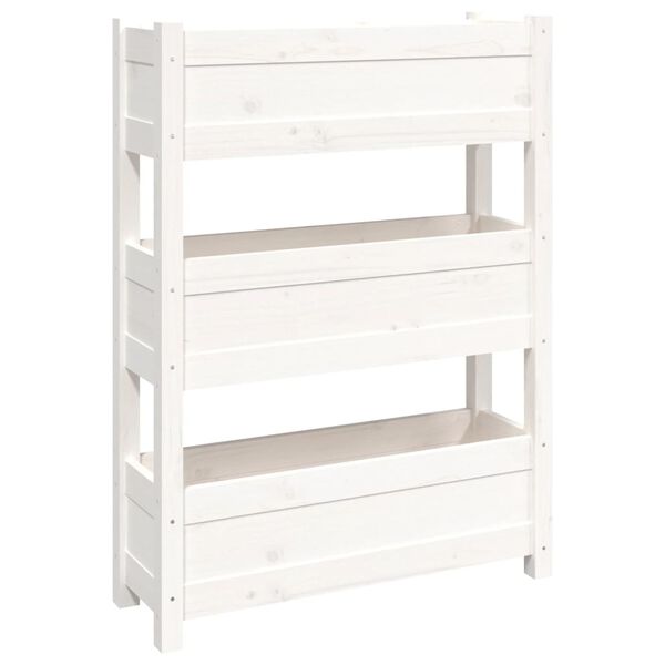 vidaXL Ζαρντινιέρα Λευκή 77x25x104,5 εκ. από Μασίφ Ξύλο Πεύκου