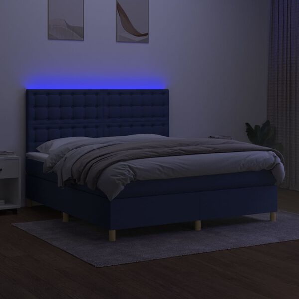 vidaXL &Kappa;&rho;&epsilon;&beta;ά&tau;&iota; Boxspring &mu;&epsilon; &Sigma;&tau;&rho;ώ&mu;&alpha; & LED &Mu;&pi;&lambda;&epsilon; 160x200 &epsilon;&kappa;. &Upsilon;&phi;&alpha;&sigma;&mu;ά&tau;&iota;&nu;&omicron;