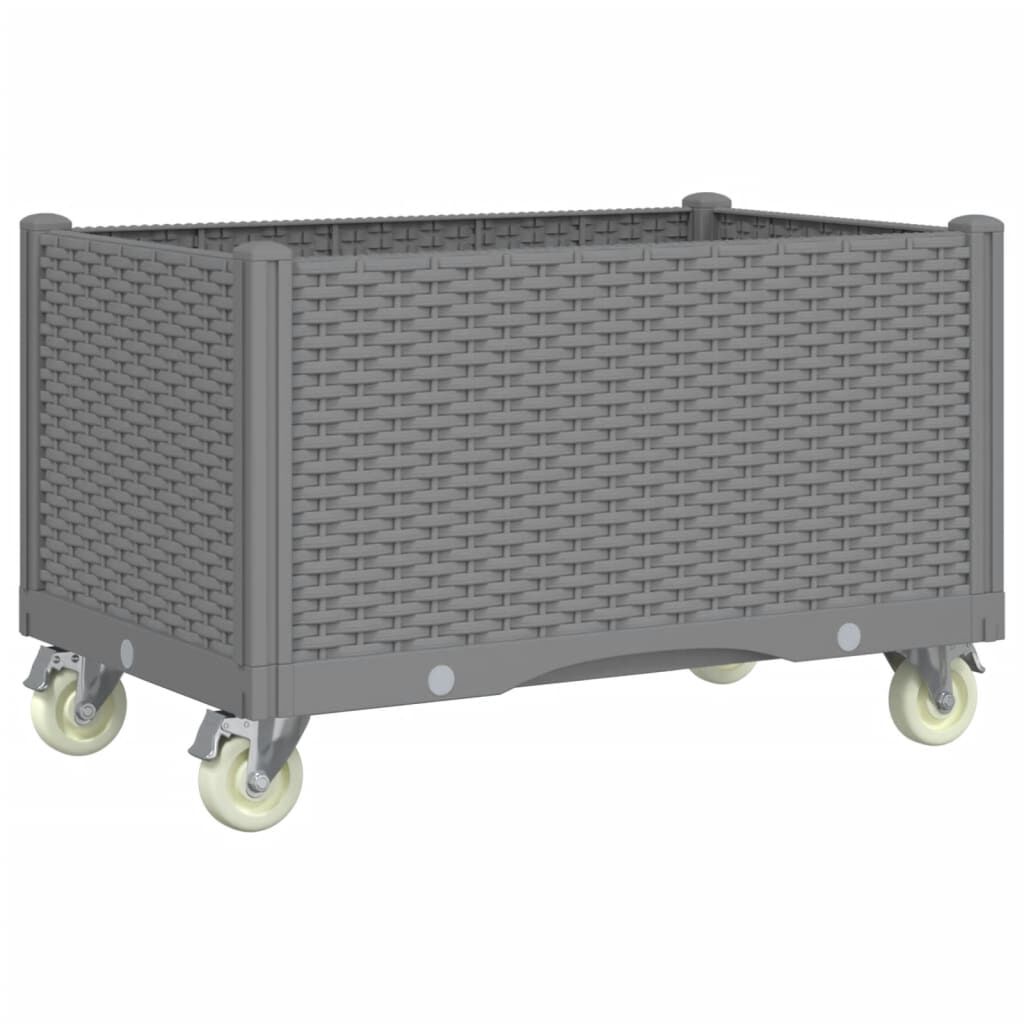 vidaXL Ζαρντινιέρα Κήπου με Ροδάκια Αν. Γκρι 80x50x54εκ Πολυπροπυλένιο