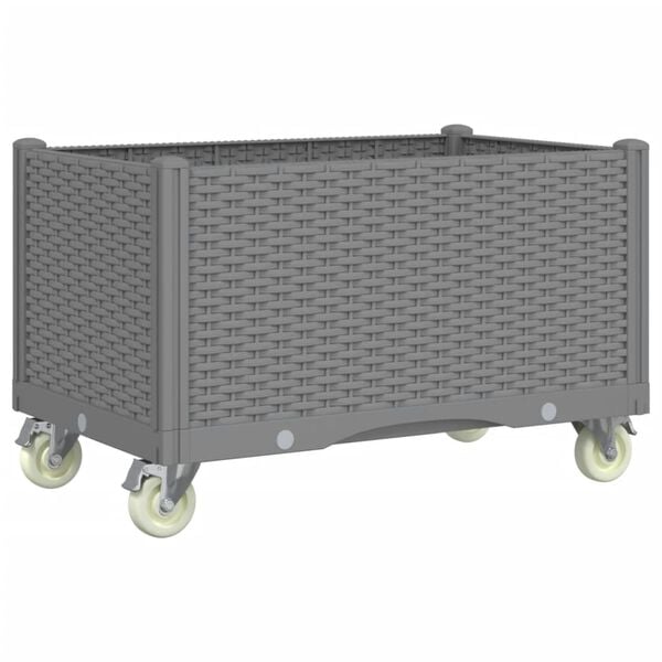 vidaXL Ζαρντινιέρα Κήπου με Ροδάκια Αν. Γκρι 80x50x54εκ Πολυπροπυλένιο