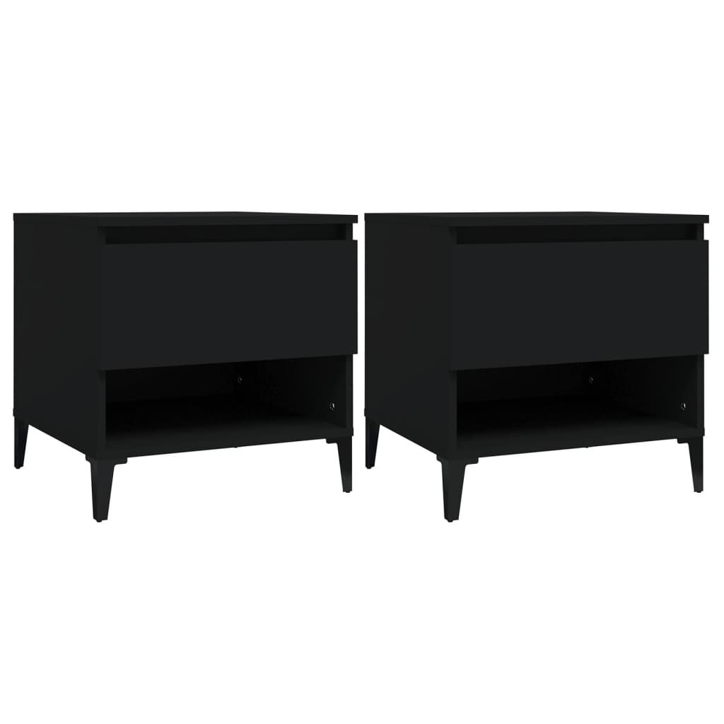 vidaXL Βοηθητικά Τραπέζια 2 τεμ. Μαύρα 50x46x50 εκ. Επεξεργασμένο Ξύλο