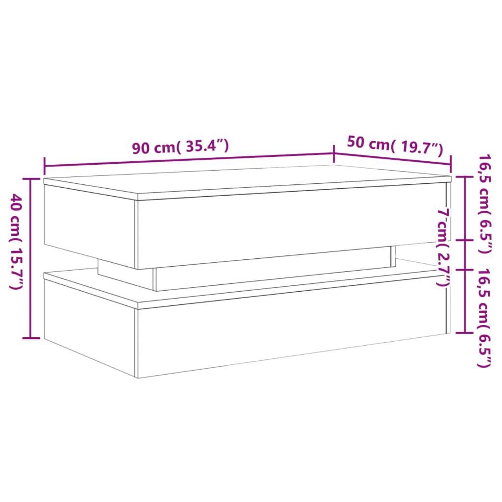 vidaXL Τραπεζάκι Σαλονιού με LED Αρτισιανή Δρυς 90 x 50 x 40 εκ.
