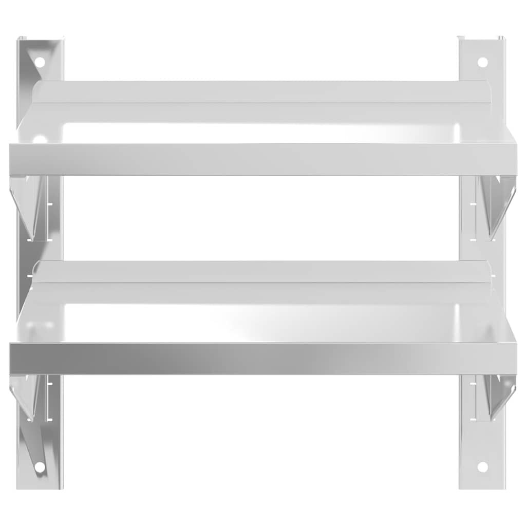 vidaXL Ράφι Τοίχου 2 Επιπ. Ασημί 50x23,5x48 εκ. Ανοξείδωτο Ατσάλι