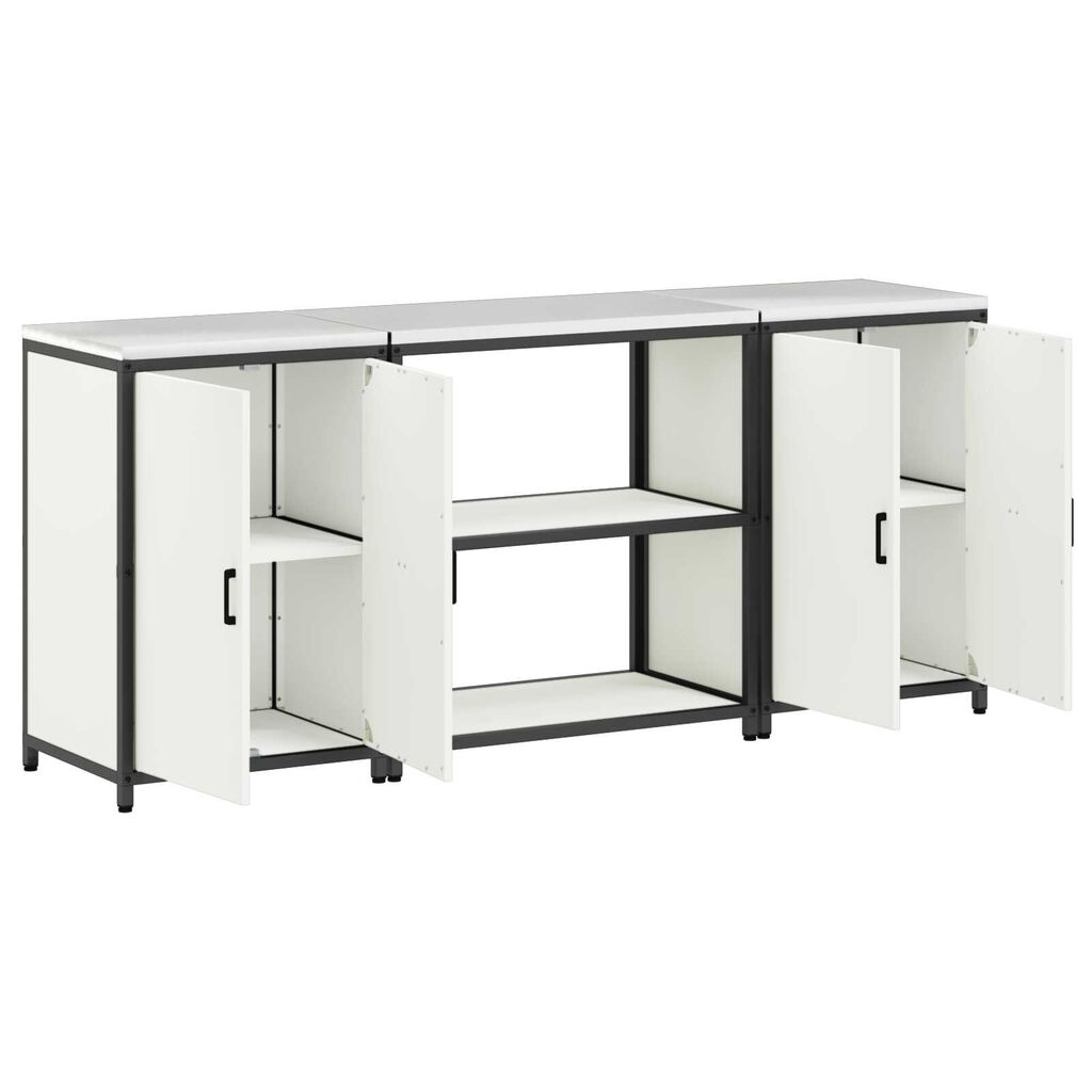 vidaXL Σετ Αποθήκευσης Κουζίνας με ράφι 3 pcs Λευκό 210 x 50 x 92 εκ