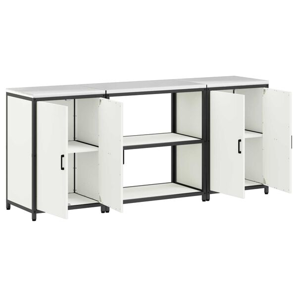 vidaXL Σετ Αποθήκευσης Κουζίνας με ράφι 3 pcs Λευκό 210 x 50 x 92 εκ