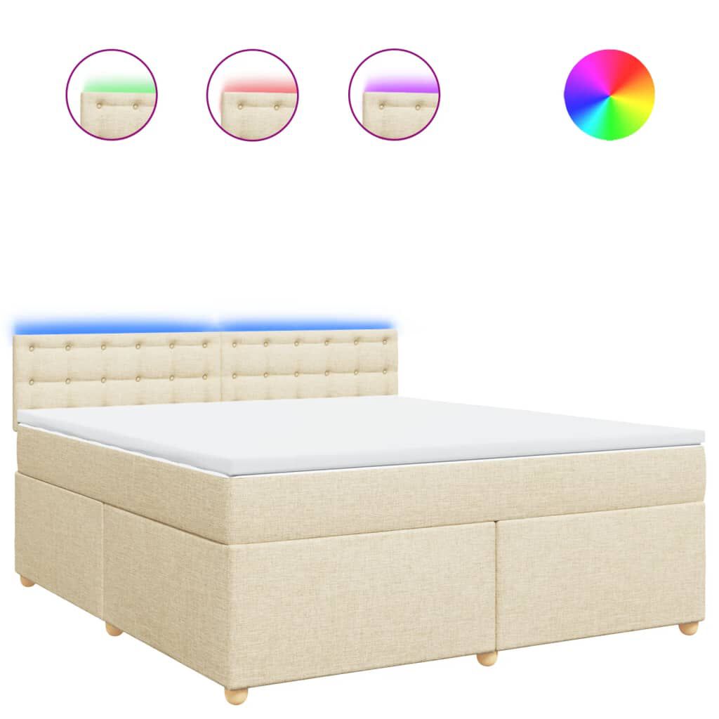 vidaXL Κρεβάτι Boxspring με Στρώμα Κρεμ 180x200 εκ. Υφασμάτινο