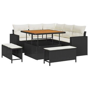 vidaXL &Sigma;&epsilon;&tau; &Kappa;&alpha;&nu;&alpha;&pi;έ &Kappa;ή&pi;&omicron;&upsilon; 9 pcs &Mu;&alpha;ύ&rho;&omicron; &kappa;&alpha;&iota; &Kappa;&rho;έ&mu;&alpha; &sigma;&upsilon;&nu;&theta;&epsilon;&tau;&iota;&kappa;ό &rho;&alpha;&tau;ά&nu;