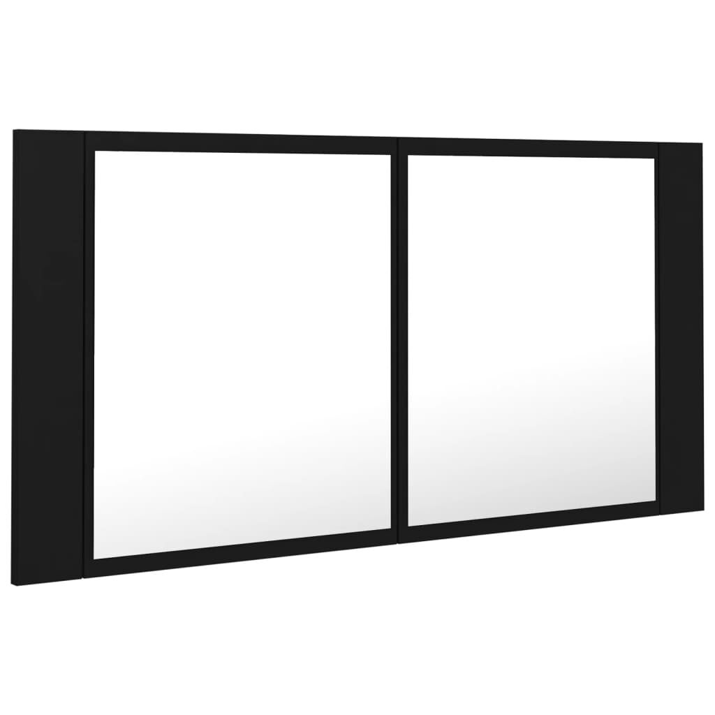 vidaXL Καθρέφτης Μπάνιου με Ντουλάπι LED Μαύρος 90x12x45 εκ. Ακρυλικός