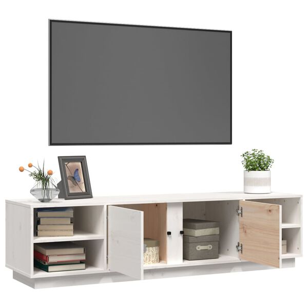 vidaXL Έπιπλο Τηλεόρασης Λευκό 156 x 40 x 40 εκ. από Μασίφ Ξύλο Πεύκου