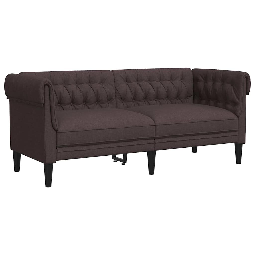 vidaXL Καναπές Διθέσιος Chesterfield Σκούρο Καφέ Υφασμάτινος