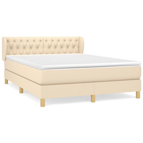vidaXL &Kappa;&rho;&epsilon;&beta;ά&tau;&iota; Boxspring &mu;&epsilon; &Sigma;&tau;&rho;ώ&mu;&alpha; &Kappa;&rho;&epsilon;&mu; 140x190 &epsilon;&kappa;. &Upsilon;&phi;&alpha;&sigma;&mu;ά&tau;&iota;&nu;&omicron;