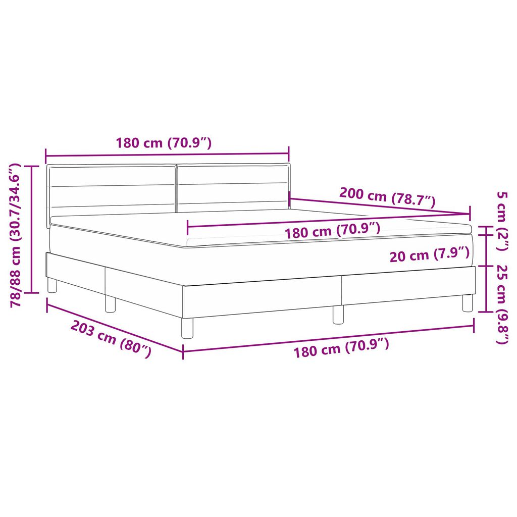 vidaXL Κρεβάτι Με Σπαστό Στρώμα Σκούρο Καφέ 180x200 εκ. Ύφασμα