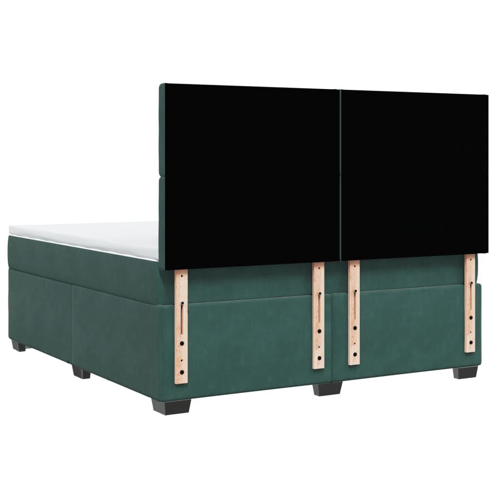 vidaXL Κρεβάτι Boxspring με Στρώμα Σκούρο Πράσινο 180x200εκ. Βελούδινο