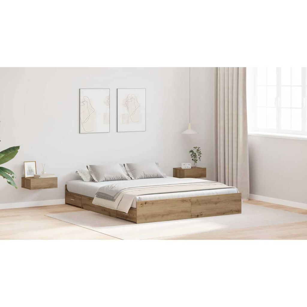 vidaXL Κρεβάτι με αποθηκευτικό χώρο artisan δρυς 140 x 200 cm