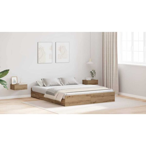 vidaXL Κρεβάτι με αποθηκευτικό χώρο artisan δρυς 140 x 200 cm