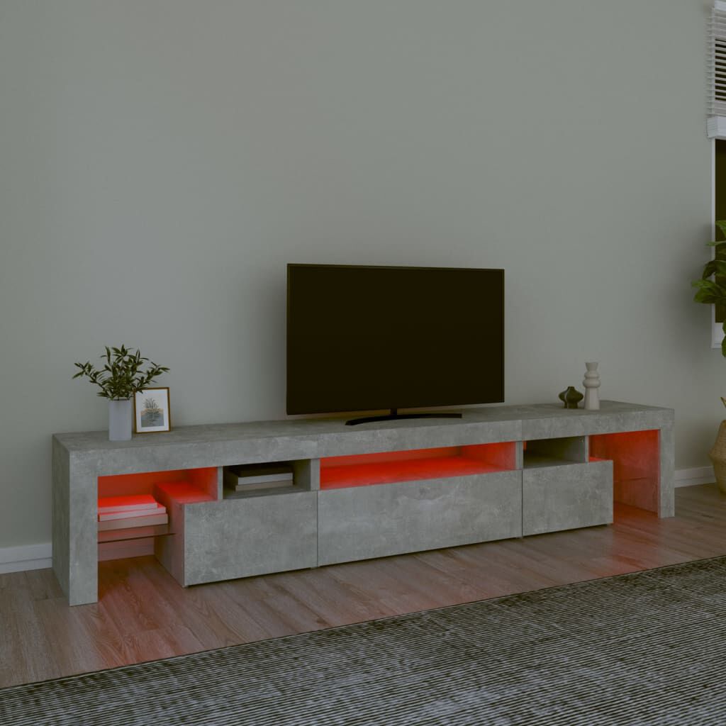 vidaXL Έπιπλο Τηλεόρασης με LED Γκρι Σκυροδέματος 215x36,5x40 εκ.