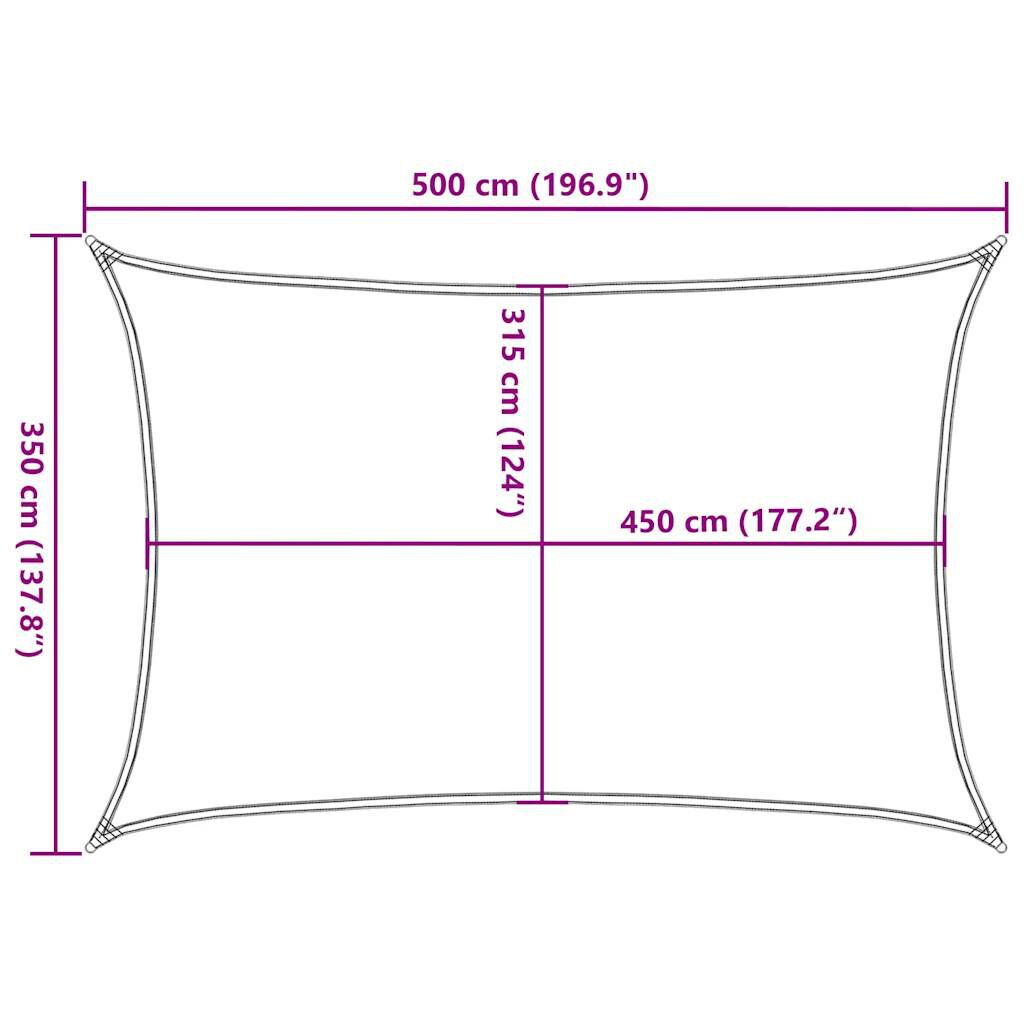 vidaXL Πανί Σκίασης Ορθογώνιο Κίτρινο 3,5x5 μ. HDPE 160 γρ./μ²