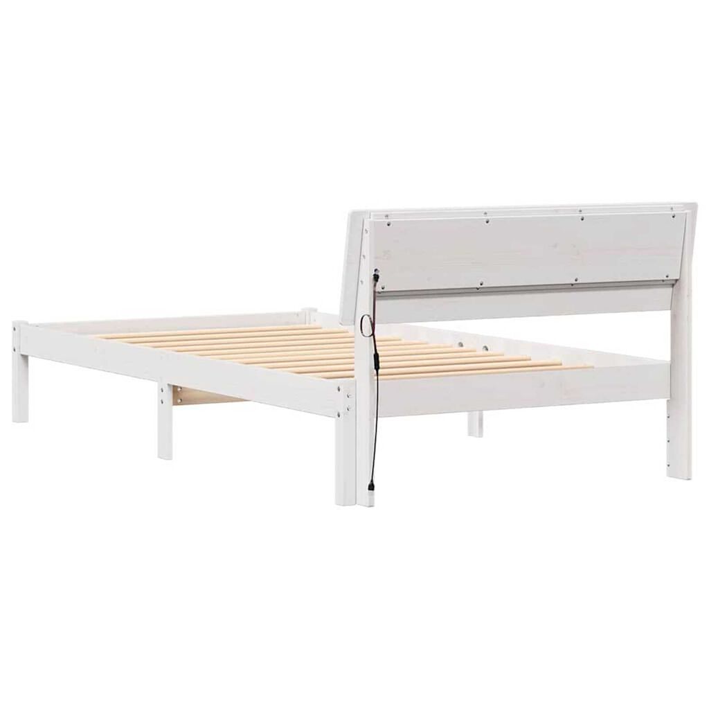 vidaXL Σκελετός Κρεβατιού Λευκό 90 x 190 cm Μασίφ ξύλο πεύκου