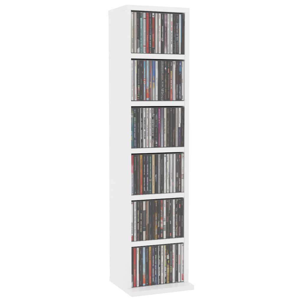 vidaXL Έπιπλο για CD Λευκό 21 x 20 x 88 εκ. από Επεξεργασμένο Ξύλο