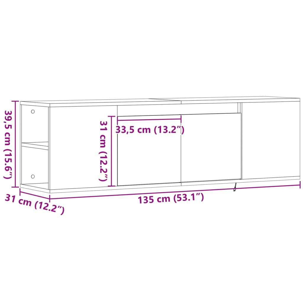 vidaXL Έπιπλο Τοίχου Τηλεόρασης με LED Sonoma Δρυς 135x31x39,5 εκ.