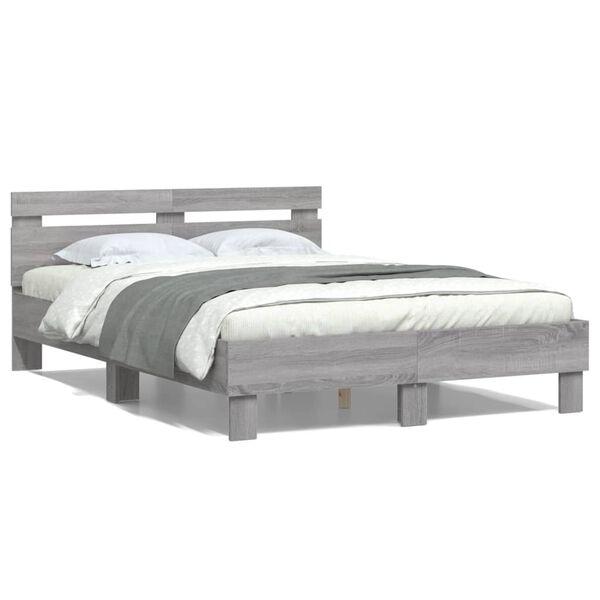 vidaXL Πλαίσιο Κρεβατιού με Κεφαλάρι Γκρι sonoma 120x190εκ. Επεξ. Ξύλο
