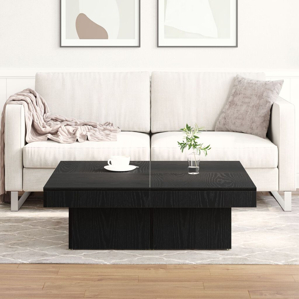 vidaXL Τραπέζι σαλονιού Μαύρο Δρυς 90x90x28 εκ. Φτιαγμένο από ξύλο