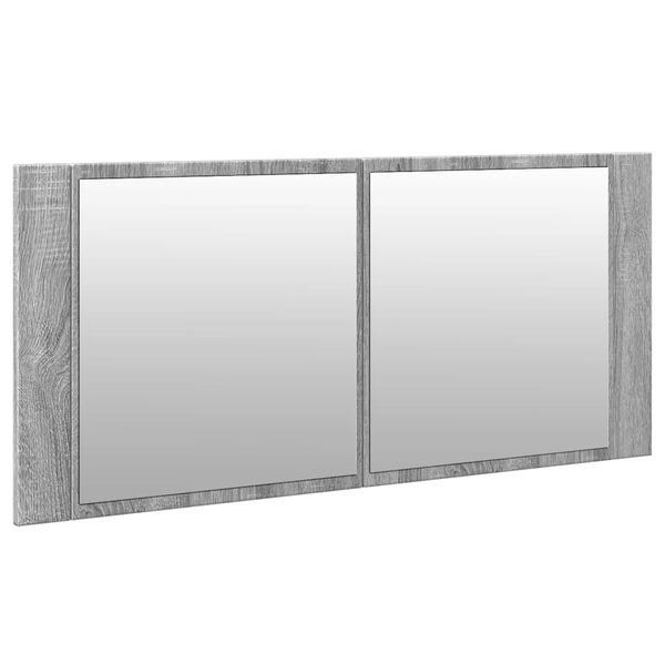 vidaXL Ντουλάπι Μπάνιου με Καθρέφτη / LED Γκρι Sonoma 100x12x45 εκ.