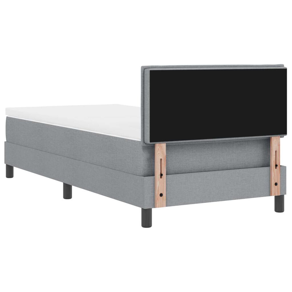 vidaXL Κρεβάτι Box Spring με Στρώμα Ανοιχτό Γκρι 90x190 εκ. Υφάσμα