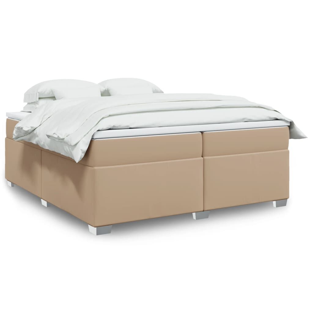 vidaXL Κρεβάτι Boxspring με Στρώμα Καπουτσίνο 200x200εκ.από Συνθ.Δέρμα
