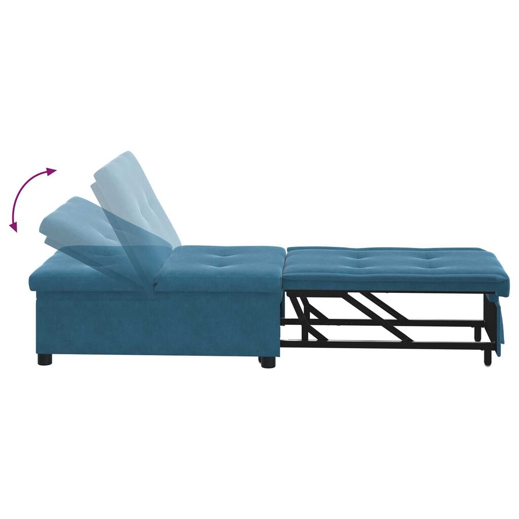 vidaXL Καναπές Κρεβάτι 3-in-1 Pull-Out Σχεδιασμός Μπλε Βελούδο