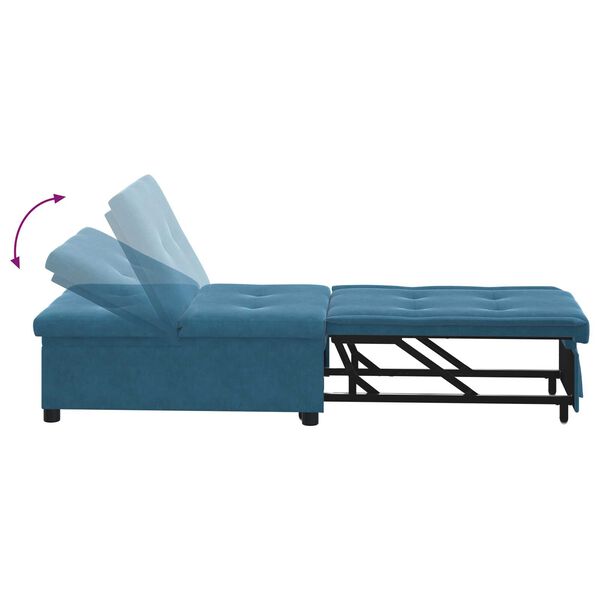 vidaXL Καναπές Κρεβάτι 3-in-1 Pull-Out Σχεδιασμός Μπλε Βελούδο