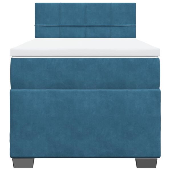 vidaXL Κρεβάτι Boxspring με Στρώμα Μπλε 90x200 εκ. Βελούδινο