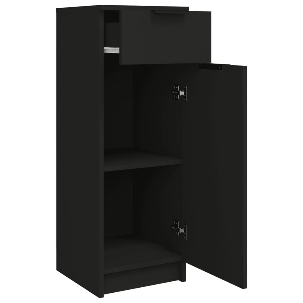 vidaXL Ντουλάπι Μπάνιου Μαύρο 32 x 34 x 90 εκ. από Επεξεργασμένο Ξύλο