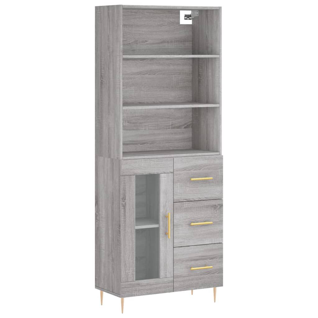 vidaXL Ντουλάπι Γκρι Sonoma 69,5 x 34 x 180 εκ. Επεξεργασμένο Ξύλο