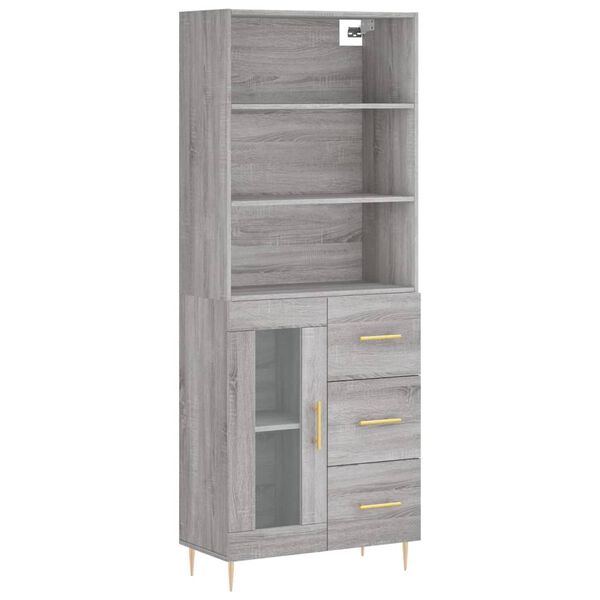 vidaXL Ντουλάπι Γκρι Sonoma 69,5 x 34 x 180 εκ. Επεξεργασμένο Ξύλο