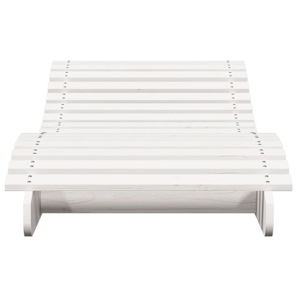 vidaXL Ξαπλώστρα Λευκό 205x70x31,5 εκ. από Μασίφ Ξύλο Πεύκου