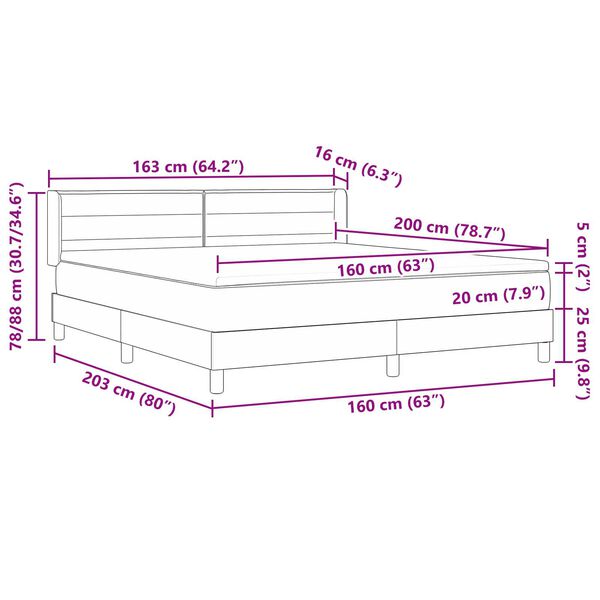 vidaXL Κρεβάτι Box Spring με Στρώμα σε Γκρι Ανοικτό, 160 x 200 cm, από ύφασμα.