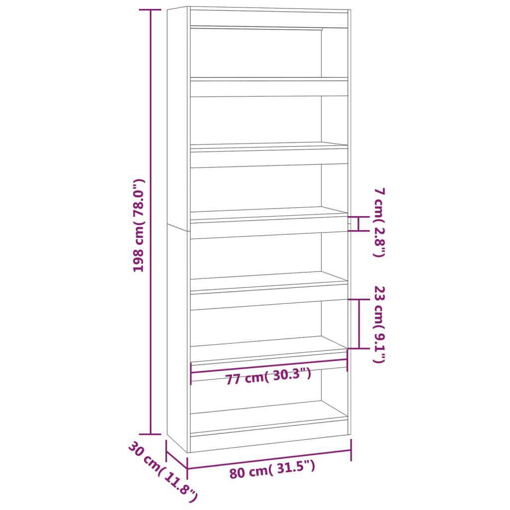 vidaXL Βιβλιοθήκη/Διαχωριστικό Sonoma Δρυς 80x30x198 εκ. Επεξ. Ξύλο