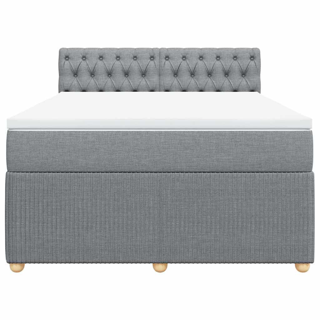 vidaXL Κρεβάτι Boxspring με Στρώμα Ανοιχτό Γκρι 140x190 εκ. Υφασμάτινο