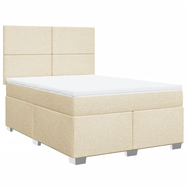 vidaXL &Kappa;&rho;&epsilon;&beta;ά&tau;&iota; Boxspring &mu;&epsilon; &Sigma;&tau;&rho;ώ&mu;&alpha; &Kappa;&rho;&epsilon;&mu; 140x190 &epsilon;&kappa;. &Upsilon;&phi;&alpha;&sigma;&mu;ά&tau;&iota;&nu;&omicron;
