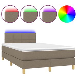 vidaXL Κρεβάτι Boxspring με Στρώμα & LED Taupe 120x190 εκ. Υφασμάτινο