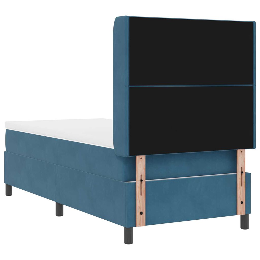 Κρεβάτι Box Spring με Στρώμα vidaXL Σκούρο Μπλε 90x200 εκ. Βελούδο